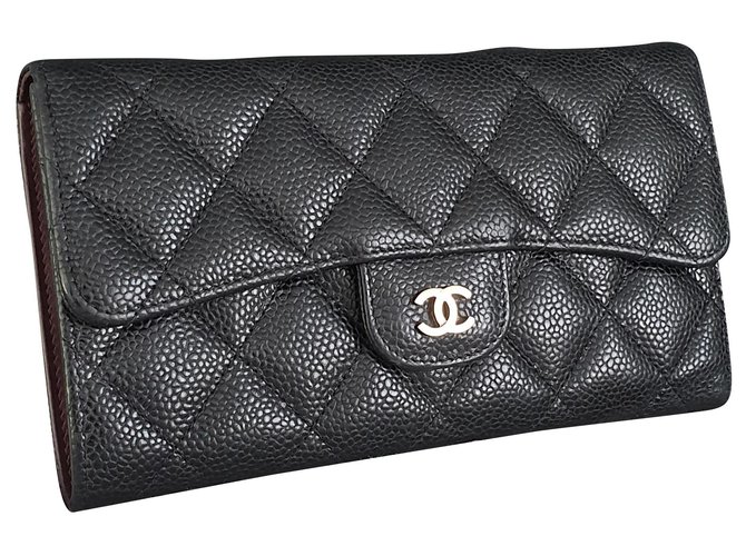 Chanel Classic flap wallet Black Leather  ref.233145