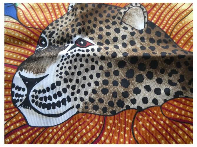 quadrado hermès gavroche 45cms "gato baobá" com caixa Seda  ref.233200