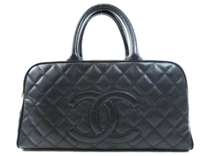 Bowling Chanel Handbags Black Leather  ref.233423