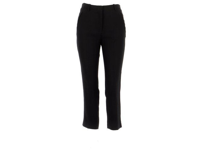 Céline Pantalon recortado Negro Triacetato  ref.233450