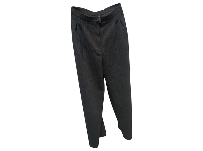 Chanel Pants, leggings Brown Wool  ref.233493