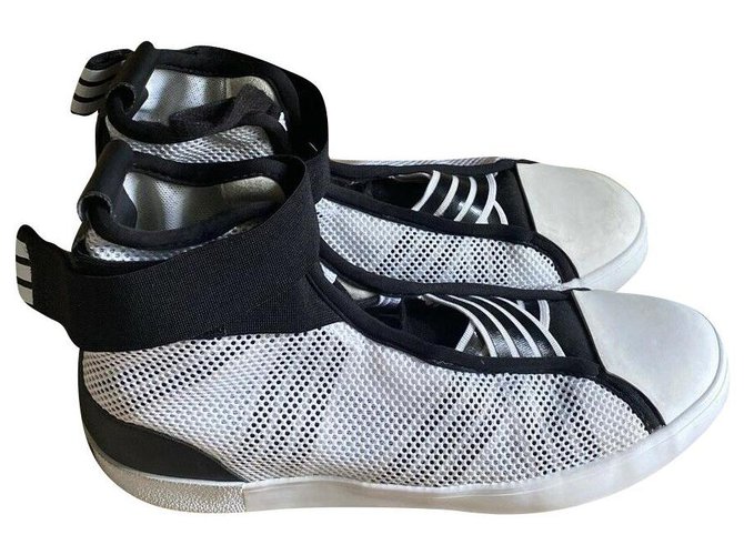 Yohji Yamamoto Y-3 scarpe da ginnastica alte Nero Bianco Tela Di gomma  ref.233504