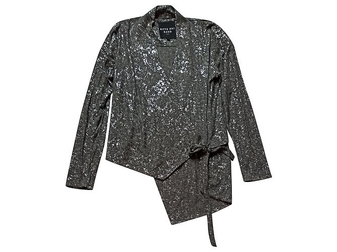Bitte Kai Rand grauer Bolero Cardigan mit silbernen Mustern