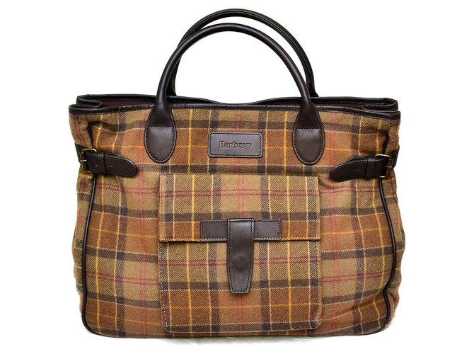 barbour tartan tote bolsa