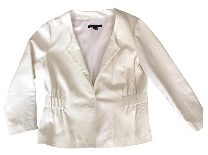 Theory Lidia L leather jacket White  ref.233582