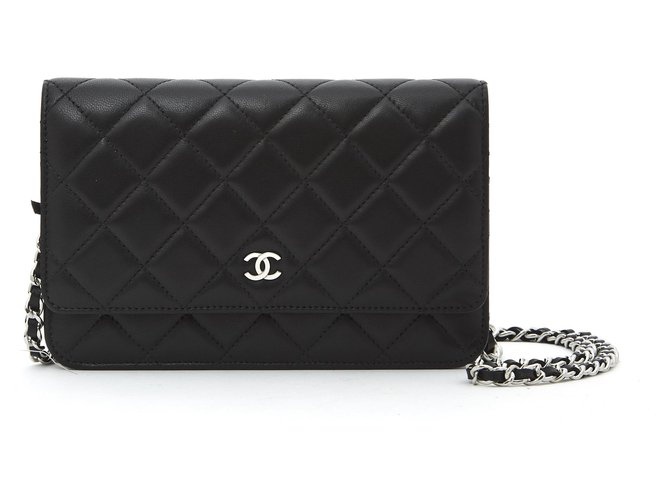 Chanel WALLET ON CHAIN BLACK NEW Cuir Noir  ref.233607
