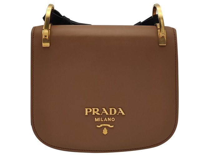 Pionnière Prada leather pioneer bag Brown Black  ref.233613
