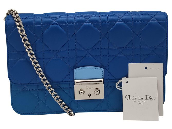 Bolso Miss Dior de Christian Dior en cuero azul  ref.233624