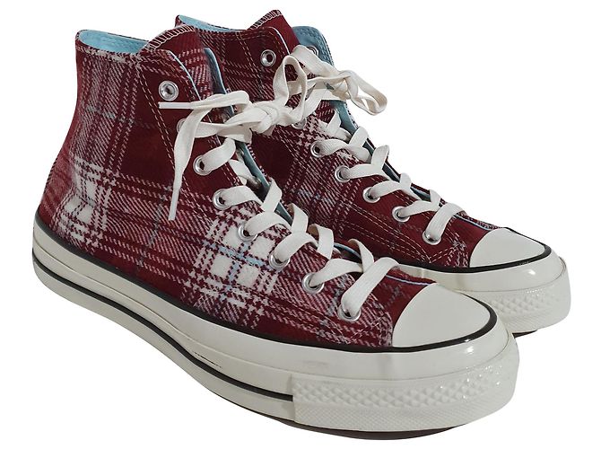 Converse Red Tartan High Sneakers