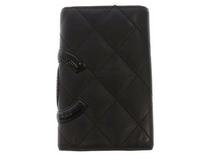 Chanel Black Cambon Ligne Leather Key Holder Patent leather Pony-style calfskin  ref.233707