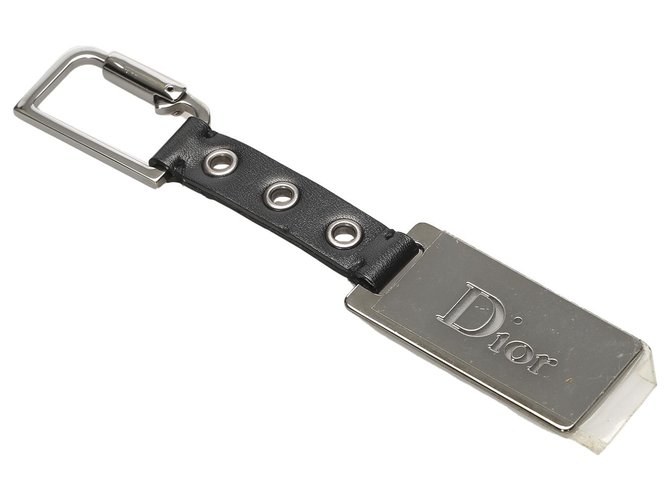 Dior Black Leather Key Chain  ref.233712
