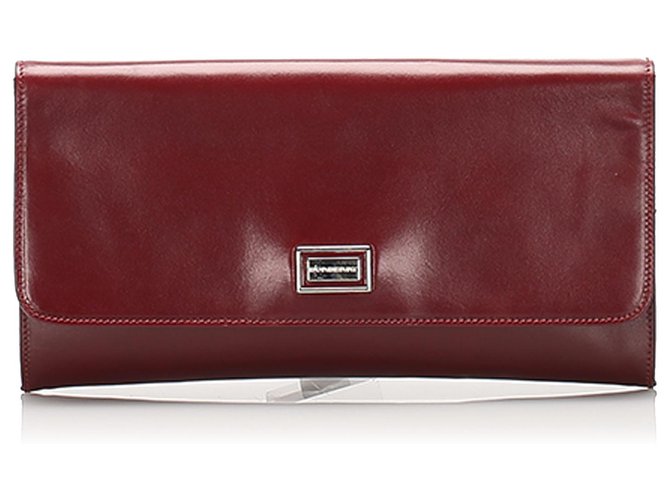 Burberry Red Leather Clutch Bag Rot Bordeaux Leder Kalbähnliches Kalb  ref.233767