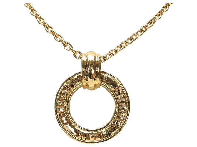 Colar Pingente Chanel Anel De Ouro Dourado Metal  ref.233803