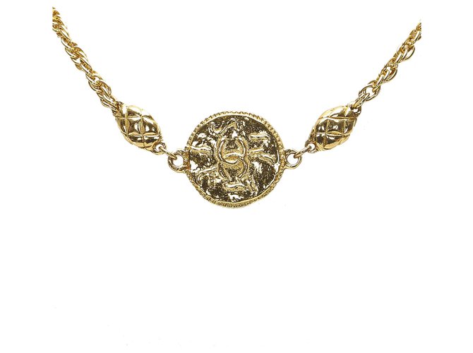 Colar Matelassê Chanel Gold CC Dourado Metal  ref.233811