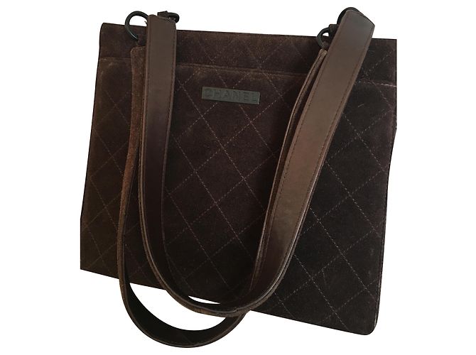 Borsa Chanel in velluto marrone Marrone scuro