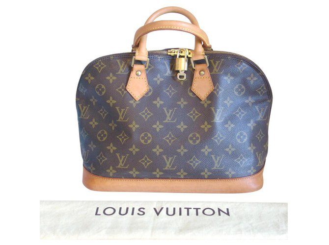Louis Vuitton Alma PM Brown Leather Cloth  ref.233867