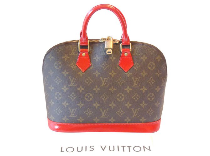Louis Vuitton Alma PM Red Leather Cloth  ref.233869