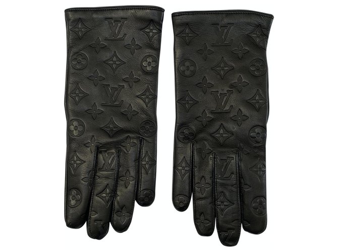 Louis Vuitton Monogram Shadow Classic Handschuhe Schwarz Leder  ref.233896