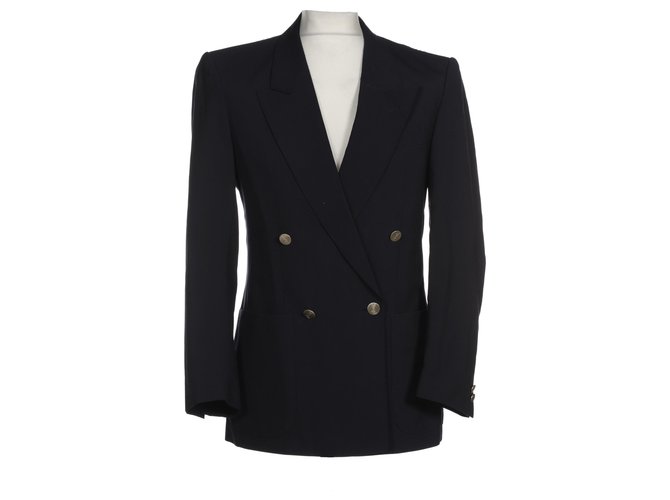 Yves Saint Laurent Giacche blazer Blu navy Lana  ref.233898