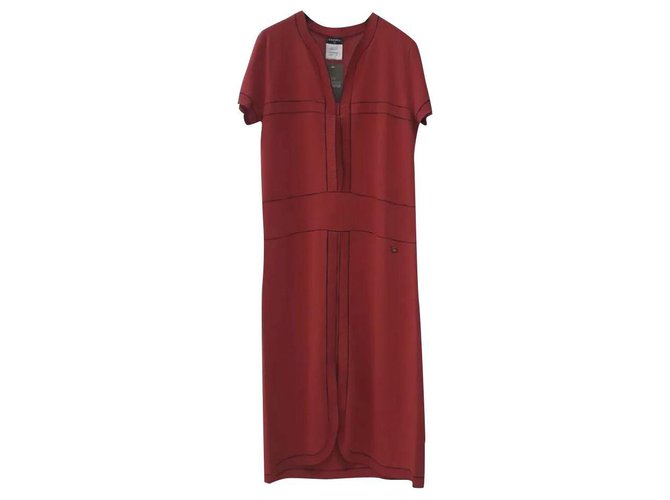 Robe Chanel en coton rouge Sz 42  ref.233913