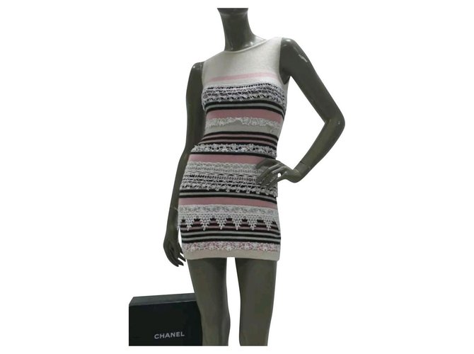 Chanel Striped Cashmere Dress Sz 36 Multiple colors  ref.233915