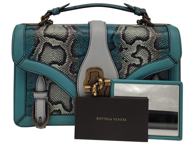 Bottega Veneta City Knot Bag Blue Green Leather  ref.234013