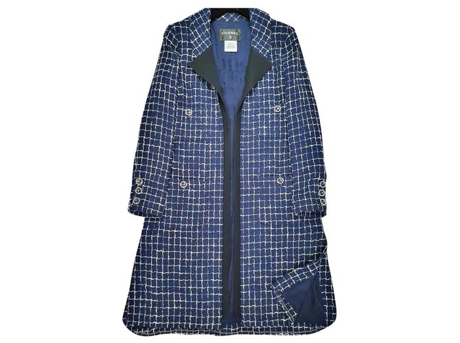 Chanel Alexa Chung coat Navy blue Tweed  ref.234018