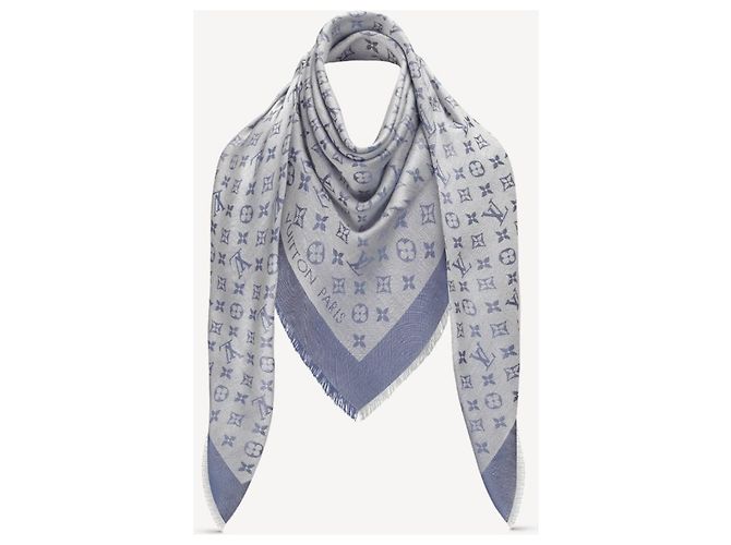 Louis Vuitton m71382 scialle monogram denim Blu chiaro