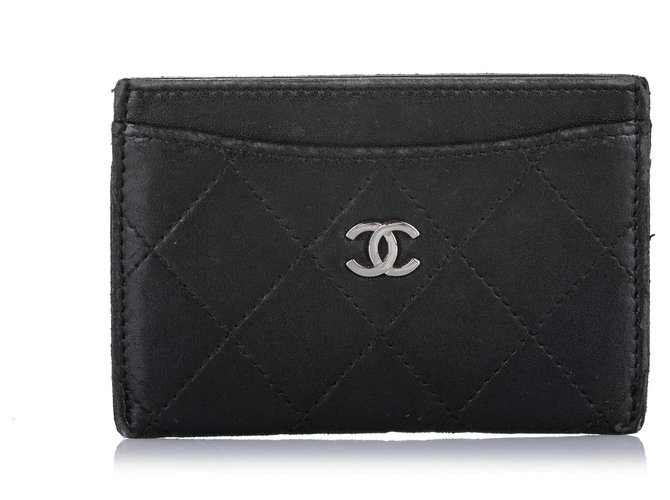 Chanel Black CC Matelasse Lambskin Leather Card Holder  ref.234074