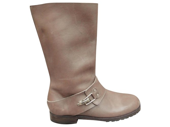 See By Chloé p boots 38,5 Beige Leather  ref.234163