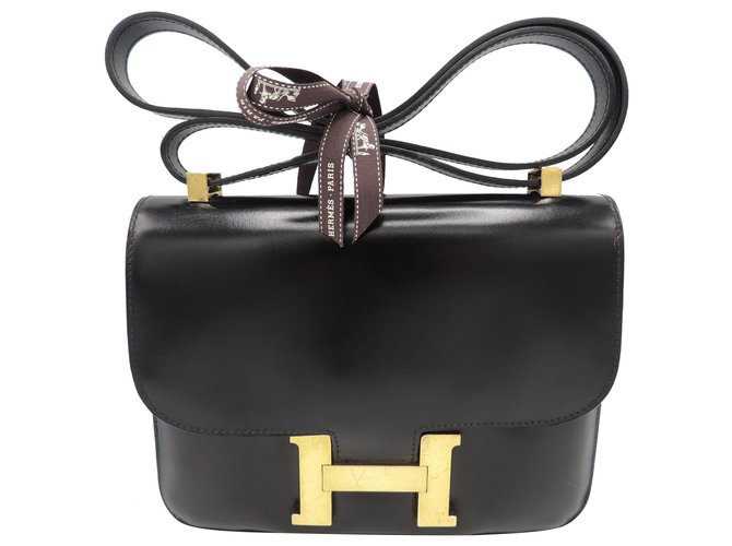 Hermès HERMES CONSTANCE BOX BLACK BAG Leather  ref.234165