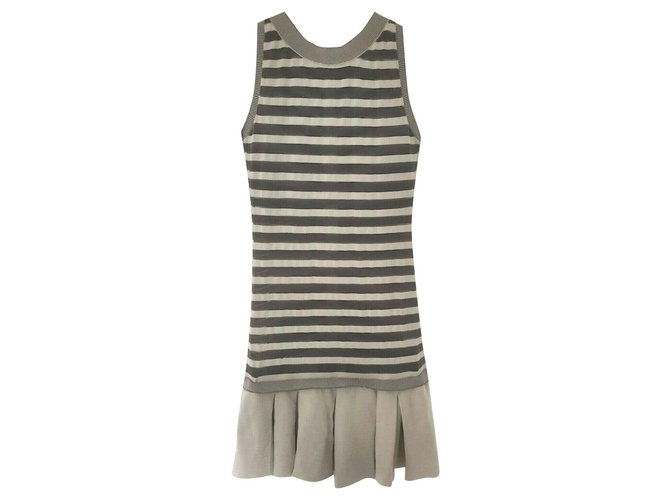 Ermanno Scervino dress striped Beige Grey Cotton Polyester  ref.234209