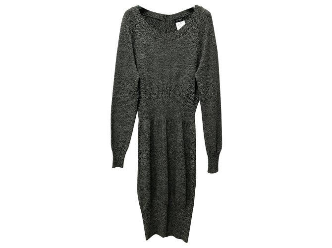 Chanel Robes Laine Gris  ref.234216