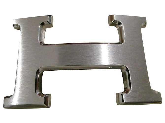 Hermès belt loop 5382 in brushed palladium steel 32MM Silvery