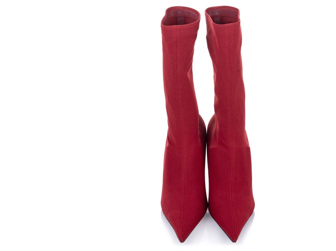 Balenciaga Knife Stretch Knit Bootie in Red