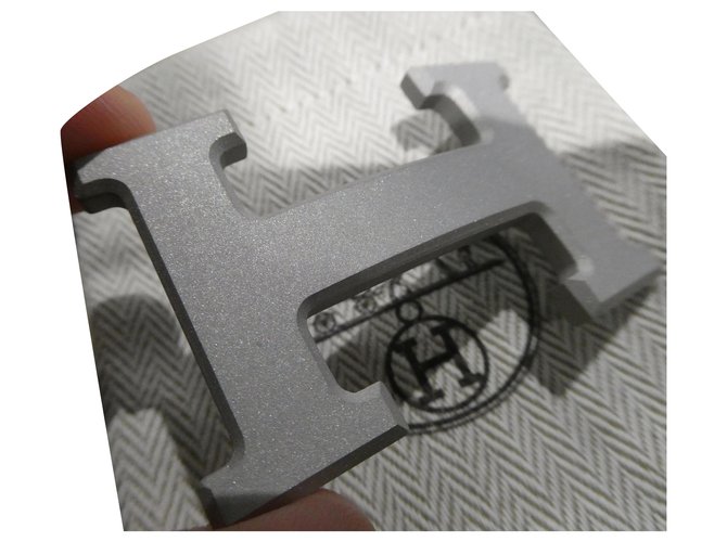 Fibbia della cintura Hermès in acciaio PVD argento opaco 32MM  ref.234434