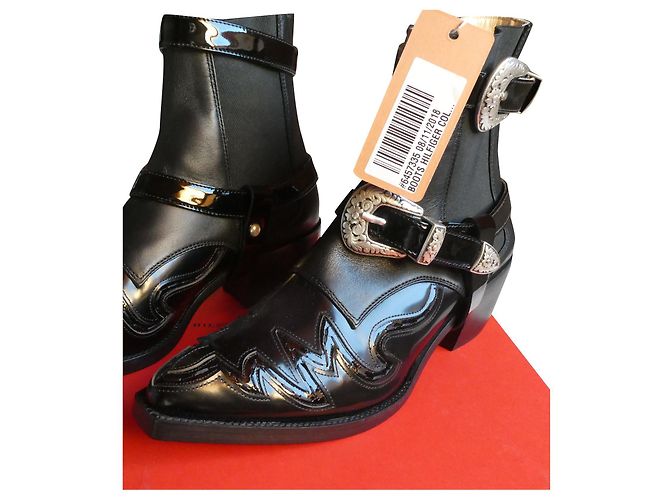 Botas Vaqueras Tommy Hilfiger Cuero Charol Negro