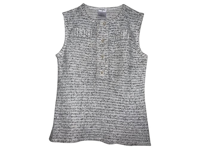 Chanel Top in tweed Bianco  ref.234495