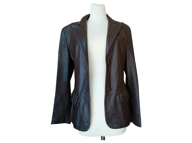 Max Mara Lederjacke Schokolade