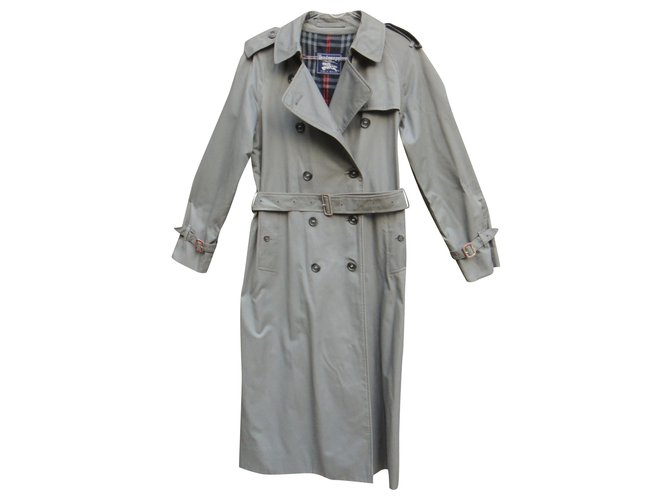 trench femme Burberry vintage  t 40, oversized Coton Polyester Gris  ref.234631