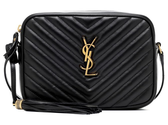 Saint Laurent Borsa a tracolla Lou Medium in pelle Black Leather  ref.234707