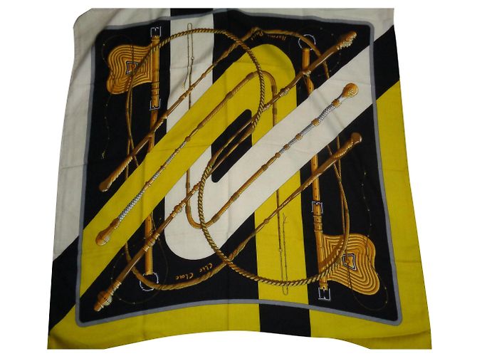Chal Hermès Clic Clac de Cachemira y Seda Multicolor 90cm 