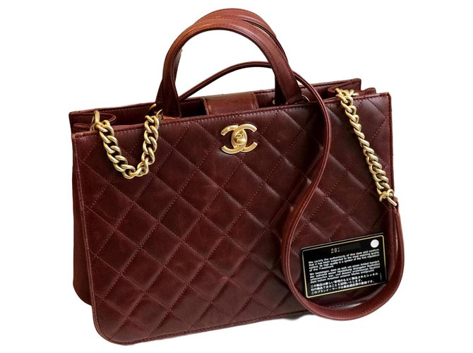 Chanel 26-série bourgogne tote bag Cuir  ref.234856