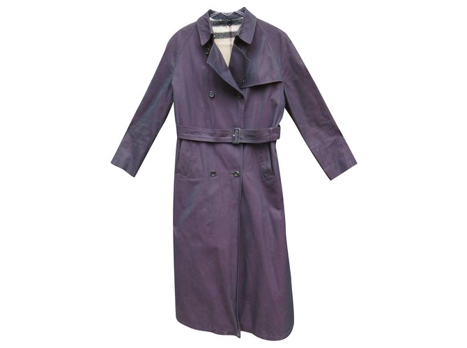 Burberry Trench coats Prune Cotton Wool  ref.234861
