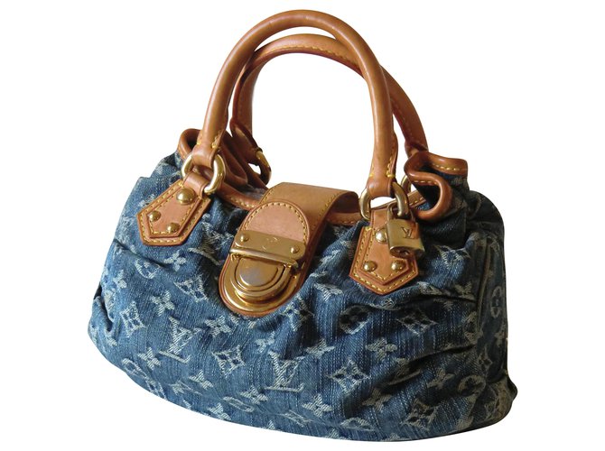Louis Vuitton Pleaty Denim Bag Blau Jeans  ref.234873