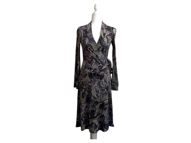 Diane Von Furstenberg Robe portefeuille en soie DvF Boka Multicolore Violet  ref.234926
