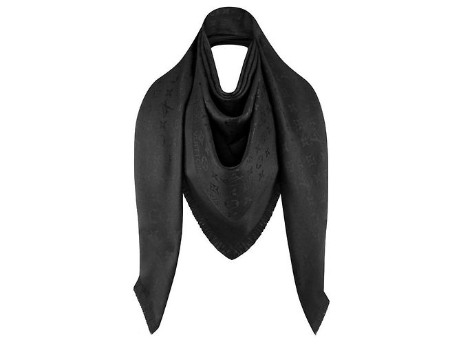 Louis Vuitton chal con monograma negro Seda Lana