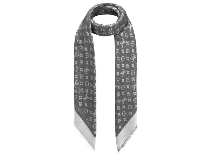 Louis Vuitton Black, Pattern Print Wool Scarf