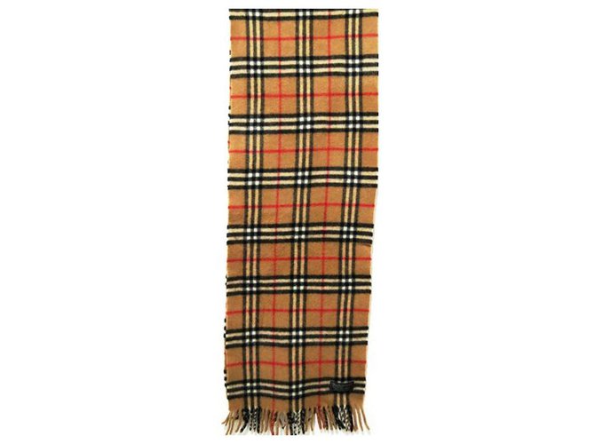 -Scarf BURBERRYS OF LONDON,  tartan,Vintage Beige Wool  ref.235030