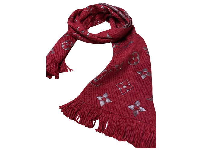 Louis Vuitton Logomania red scarf Silk Polyester Wool ref.235045